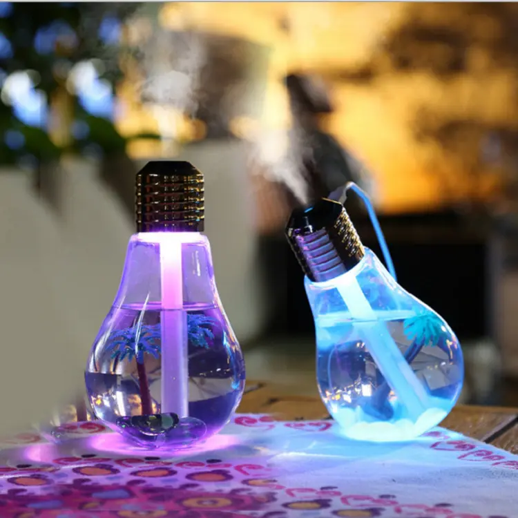 पोर्टेबल बोतल बल्ब दीपक Humidifier मिनी यूएसबी 7 रंग रात रोशनी घरेलू अल्ट्रासोनिक खुशबू विसारक Humidifier