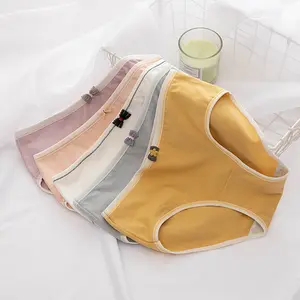บิกินี่ panty ขาย6pcs Suppliers-กางเกงชั้นในหลายสีแบบเรียบง่ายของผู้หญิง,กางเกงขนาดใหญ่พิเศษผ้าคอตตอนแนวหวานแหววสวมใส่สบาย