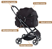 Poussette de luxe haut de gamme pour chien et chat, 4 roues, en aluminium, réglable, légère, pliable, grande capacité, pour le voyage