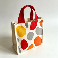 Sac fourre-tout en toile de coton imprimé et laminé, personnalisé et coloré, avec sangle rouge, pour la promotion publicitaire et le shopping