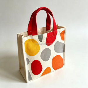 Sac fourre-tout en toile de coton imprimé et laminé, personnalisé et coloré, avec sangle rouge, pour la promotion publicitaire et le shopping - Product Image 2