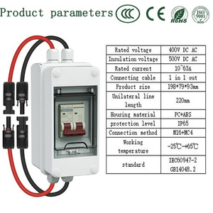 Ngoài trời không thấm nước phân phối hộp <span class=keywords><strong>PV</strong></span> dc500v 10-63a Combiner Box năng lượng mặt trời DC ngắt mạch 32A IP65 chống cháy nhà ở - Product Image 3