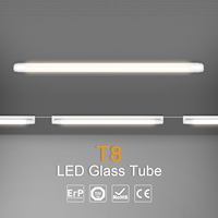 Éclairage de magasin OEM ODM d'usine 110lm/W 135lm/W Dimmable 3000-6500k Tube de lumière LED 2ft 4ft T8 Tube de verre LED