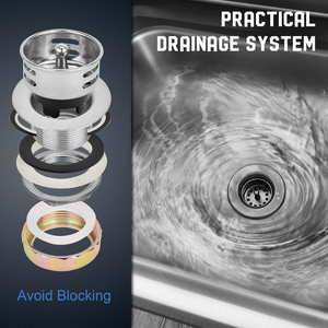 Lavabo commercial pour le lavage des mains, pour restaurant, cuisine et maison, en acier inoxydable, à fixation murale et encastrable - Product Image 4