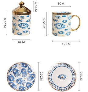 Assiettes en céramique populaires turques en gros, ensembles d'assiettes à dîner pour les yeux pour le <span class=keywords><strong>restaurant</strong></span> de mariage, assiettes à Dessert de luxe - Product Image 4