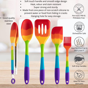 Heat Resistant <b>Rainbow</b> Cooking Utensils Silicone Spoon Spatula Ladle Cooking Utensil Set for Kitchen - Product Image 3