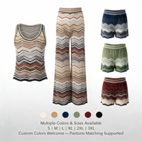 Ensemble deux pièces en tricot rayé pour le Ramadan, cardigan long, gilet sans manches, pantalon long, tenue de bureau pour femme, été, OEM ODM