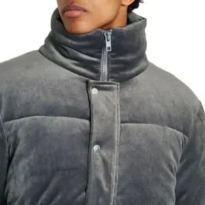 Vestes d'hiver réversibles imperméables de haute qualité à col montant, coupe-vent chaudes en daim polyester/coton, service OEM, design personnalisé - Product Image 3