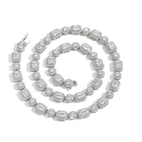 Strass en cuivre doré taille émeraude pour homme, bijoux de déclaration Hip Hop Iced Out