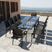 Ensemble de table et chaises de bar extensibles en rotin léger Audu Alexander, série Rose Ocean Garden, mobilier d'extérieur résistant aux UV