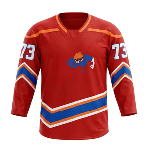 Maillot de hockey sur glace personnalisé rouge sublimé Slammers 73, chemises d'entraînement pour équipe, tissu lourd, respirant, séchage rapide, uniforme de hockey sur glace pour hommes - Product Image 1
