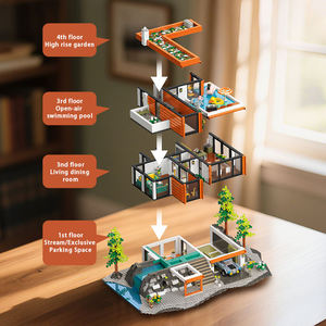 3060 Piezas, Bloques de Construcción de Villa Vacacional de 4 Pisos con Cadena de Luces, Piscina, Jardín, Interacción Padres-Hijos, STEAM, Decoración del Hogar, Regalo para Niños - Product Image 4