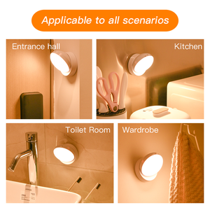 Wireless Round <b>Motion</b> <b>LED</b> Night <b>Light</b> USB Charging Cabinet Night Lamp Bedside Table for Bedroom Home Closet <b>Sensor</b> <b>Lights</b> - Product Image 5