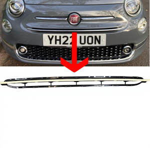 Grille centrale de pare-chocs avant avec garniture chromée, modèle <span class=keywords><strong>LOUNGE</strong></span> pour <span class=keywords><strong>FIAT</strong></span> <span class=keywords><strong>500</strong></span> <span class=keywords><strong>2015</strong></span> - Product Image 1