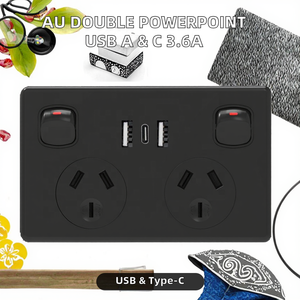 Enchufe de Pared Leishen SP-9622 10A AU con 3 Puertos USB A y 1 Puerto USB C, Diseño Delgado Blanco/Negro de Doble Salida - Product Image 2