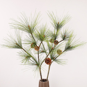 Ramas de Pino Artificiales, 7 Ramas con Agujas Verdes y Conos, Decoración Navideña, Accesorios para Bodas, Material Plástico de Alta Simulación - Product Image 1