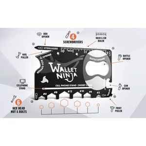 Porte-cartes multifonctionnel en métal avec 46 fonctions, ouvre-bouteille, porte-cartes de crédit, outil multifonctionnel, logo personnalisé, cadeau d'entreprise, innovation - Product Image 3