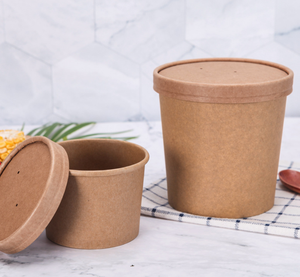 Biodegradable Custom Print Salad Paper <b>Bowls</b> Food Packing Containers <b>With</b> Paper <b>Lid</b> - Product Image 5