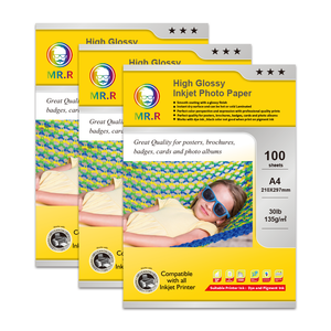 MR.R Tek Taraflı Yüksek Parlaklıkta Inkjet Fotoğraf Kağıdı 210x297mm Paket Başına 100 Yaprak 135gsm 35LB - Product Image 2