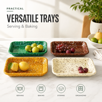 Plat de cuisson rectangulaire en émail moucheté personnalisé pour lasagnes, casseroles, légumes et viandes