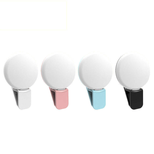 Customizable Rechargeable Mini LED Selfie Ring Light with Clip-on Battery Plastic for All Smartphone