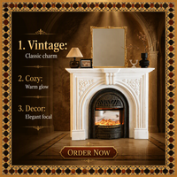 Cheminée autoportante sculptée à la main en marbre blanc de style crème français, avec fonction de chauffage, pour la décoration de villa