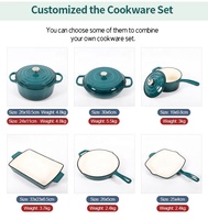 Panci memasak, Set peralatan masak, panci masak grosir besi cor dapur, pasokan pabrik Enamel besi cor Modern minimalis 45 LFBG