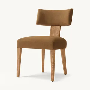 Eğlence katı ahşap lüks kumaş kumaş mobilya yüksek kalite modern yemek yan sandalye