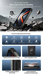 Blackview ROCK 1 AI สมาร์ทโฟนพันธุ์อึด หน้าจอ 6.56 นิ้ว 90Hz ความจุ 256GB ชิปเซ็ต MediaTek Helio G81 ระบบปฏิบัติการ Android 16 รองรับ NFC ไฟฉายในตัว แบตเตอรี่ 15000mAh - Product Image 6