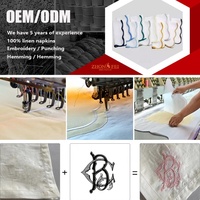 Serviettes de Table Blanches en Lin Français Nature, Ourlet Jour, Broderie Monogramme Personnalisée, pour Mariage, Cocktail, Vente en Gros