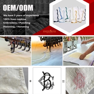 Wholesale Custom Monogram Embroidery Hemstitch Flatware Plain Table <strong>Napkin</strong> White Nature French Flax Wedding <strong>Cocktail</strong> <strong>Napkins</strong> - Product Image 2