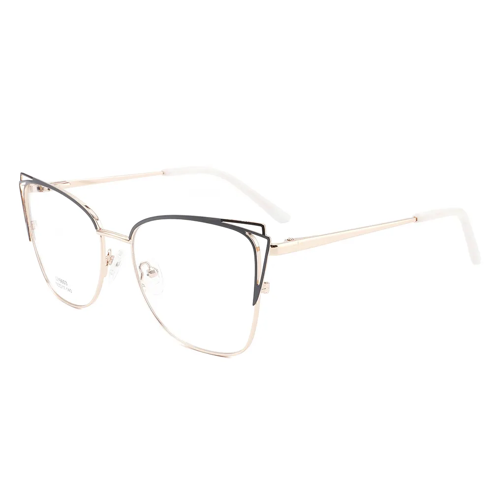 LY6603 Modische Damenbrille Katzenauge Metall Großer Rahmen Design optische Brille