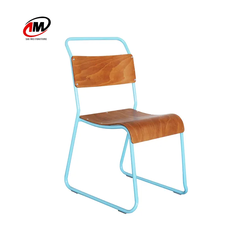 SM-1060 Metall Rahmen Kantine Stuhl mit phywood Holz Sitz und Rückenlehne