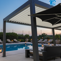 Sweet Home Freistehende Aluminium-Pergola für den Außenbereich, Robuste Motorisierte Lamellenpergola mit Einziehbarem Dach, Wasserdichter Pavillon, Einfach zu Montieren