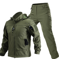 Veste tactique d'hiver pour homme, doublée polaire, épaisse, coupe-vent, en tissu doux effet peau de requin pour l'extérieur