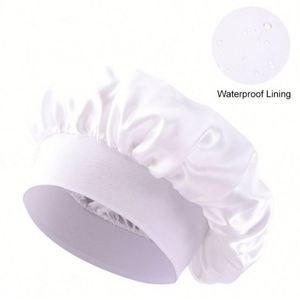 Double Layered Wide Edged <b>Bath</b> Satin Silk Hair Wrap Waterproof Shower Cap for Girls Spa Home Salon Use Promotion Gift - Product Image 2