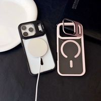Étui magnétique de luxe avec béquille pour objectif compatible iPhone 17 16 Pro Max, coque antichoc mate