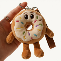 Porte-clés en peluche personnalisé en forme de beignet mignon, jouet en peluche doux, accessoire de sac à dos