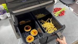 Penggorengan udara panas, baru 1800W 8L 9L keranjang ganda penggorengan udara 2 zona kontrol terpisah - Product Image 5