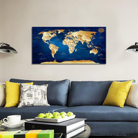 Arte de la pared mapa del mundo pintura listo para colgar mapa del mundo enmarcado grande lienzo arte mapa decoración de la pared impresiones artísticas