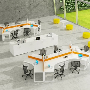 Modern 4-Person <b>Office</b> Furniture Set Workstation with Modular Partition <b>Office</b> <b>Table</b> and Chair Contemporary Desk Design - Product Image 2