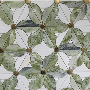 Nuovo Design <span class=keywords><strong>Mosaico</strong></span> in Marmo <span class=keywords><strong>Naturale</strong></span> con Motivo Floreale per Bagno, Piastrelle <span class=keywords><strong>Mosaico</strong></span> Irregolari Uniche - Product Image 3