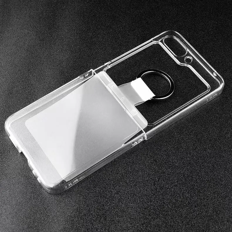 Casing ponsel cincin logam + PVC tipis transparan, casing lipat PC bening untuk Samsung Z FLIP 5