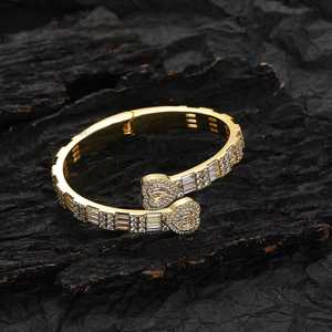 Pulsera de Pareja con Circonita, Pulsera de Cobre con Incrustaciones de Circonio, Pulsera de Pareja Chapada en Oro. Collar Lijing de Moda Tanjing - Product Image 1