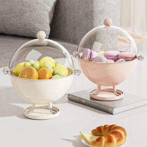 Fruit Plate With Lid Round Solid Color For Party Snack Storage Food Container - Product Image 3
