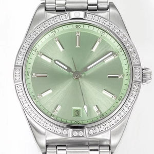 Reloj automático mecánico simple y elegante con reserva de marcha, bisel de cristal de zafiro con diamantes incrustados. - Product Image 1