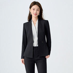 Women's White Suit Fitted Waist Notched Collar Anti-Wrinkle Professional Workwear Career Dress Pants Set - Product Image 4