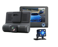 Enregistreur vidéo DVR de voiture de 4 pouces avec objectif à 3 caméras Écran IPS HD 1080P Vision de nuit à double angle Caméra de tableau de bord automatique