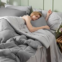 Ensemble de literie 7 pièces réversible pour lit Queen Size, comprenant un couvre-lit, des draps, des taies d'oreiller et des housses de coussin