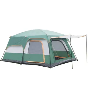 2 Living Rooms and 1 Hall Rain-Proof Double Layer Tents Glamping Travel Tent Waterproof Outdoor Camping Family Tent for Tourism